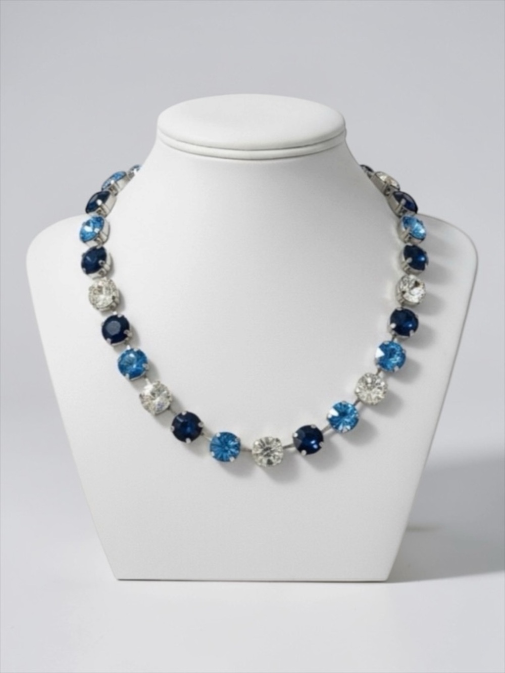 J.Crew Blue Crystal Tennis Necklace Silver Statement Collar Necklace NWOT